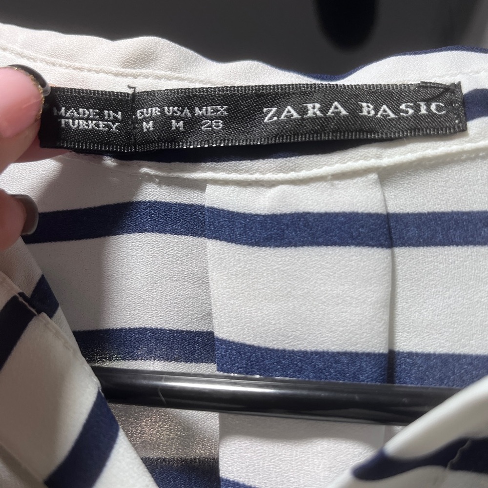 Zara Basic sheer long sleeve blouse